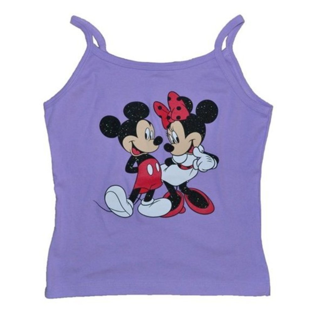 Disney Mickey Mouse & Minnie Mouse Graphic Girls Purple Tank Top